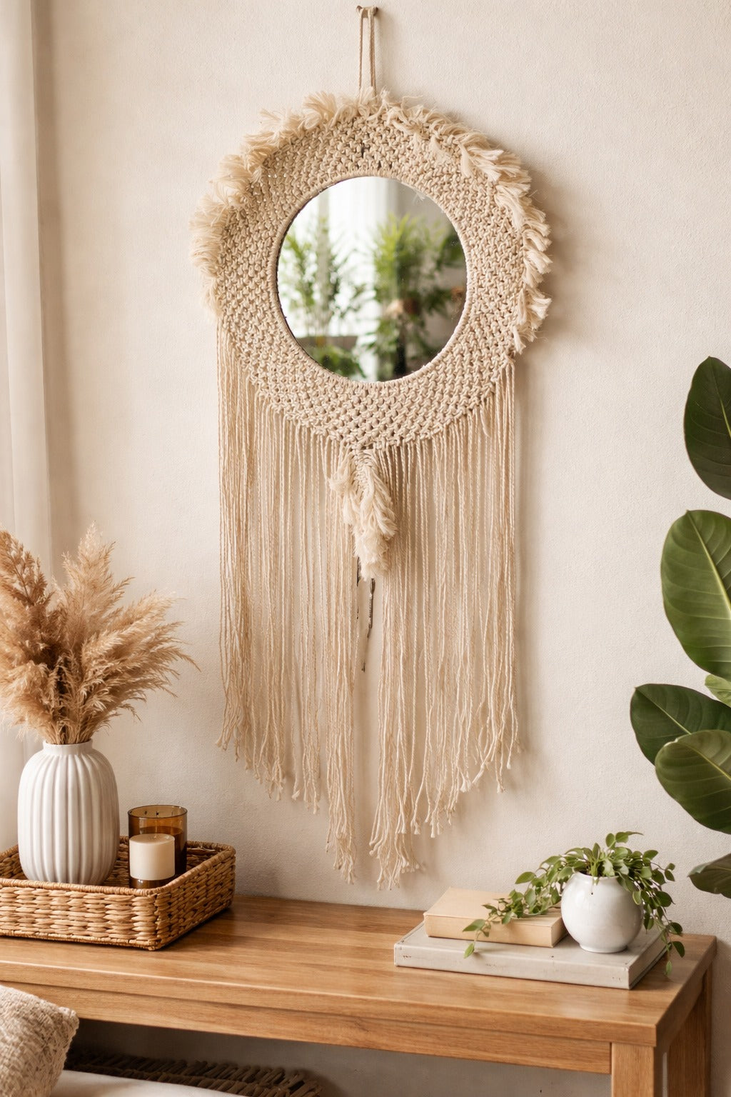 Macramé Hanging Wall Mirror